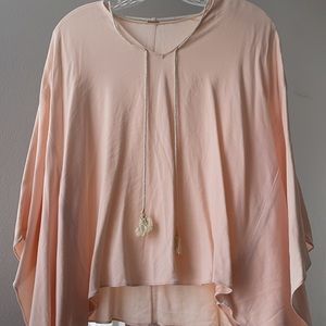 Adam Lippes Pink Batwing Blouse Top XS / S Tassels